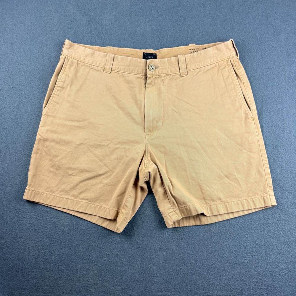 J Crew Shorts Mens 34 (Fits 35) Beige Chino Cotton 7 "Casual Khaki Preppy Summer